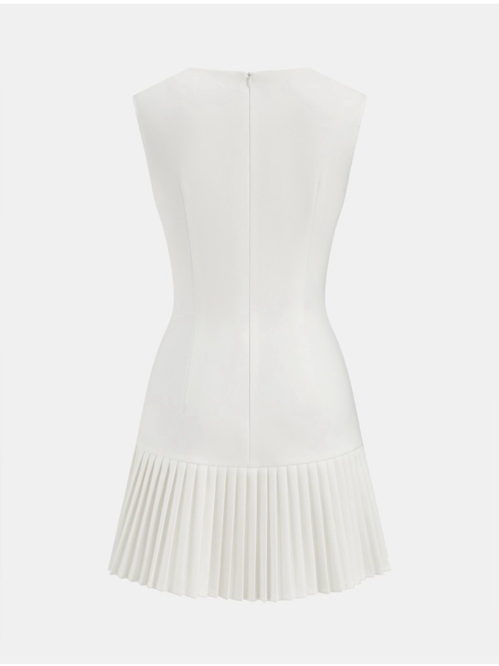 Commense NWT Sleeveless White Pleated Hem Button-Front Dress - Picture 3 of 3
